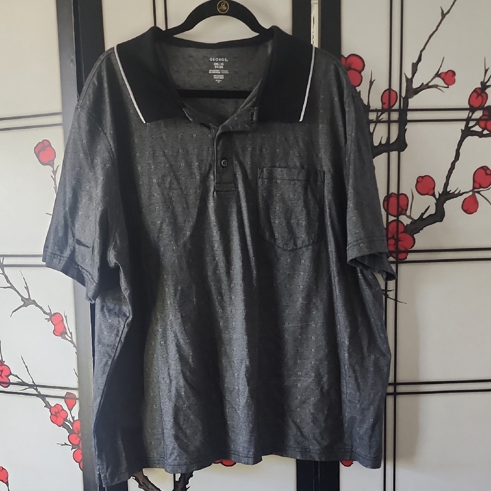 George Black Polo Shirt with White Trim